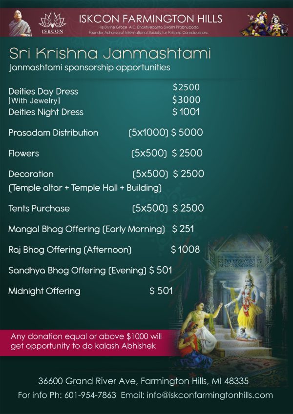 Janmastami Raj Bhog Sponsorship