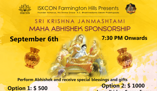 Maha Abhishek $ 1000 Sponsorship